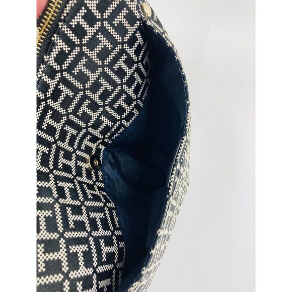 Tommy Hilfiger Tote Handbag Black Purse Outside Pocket Shoulder Bag Grey Moon TH - Picture 5 of 10